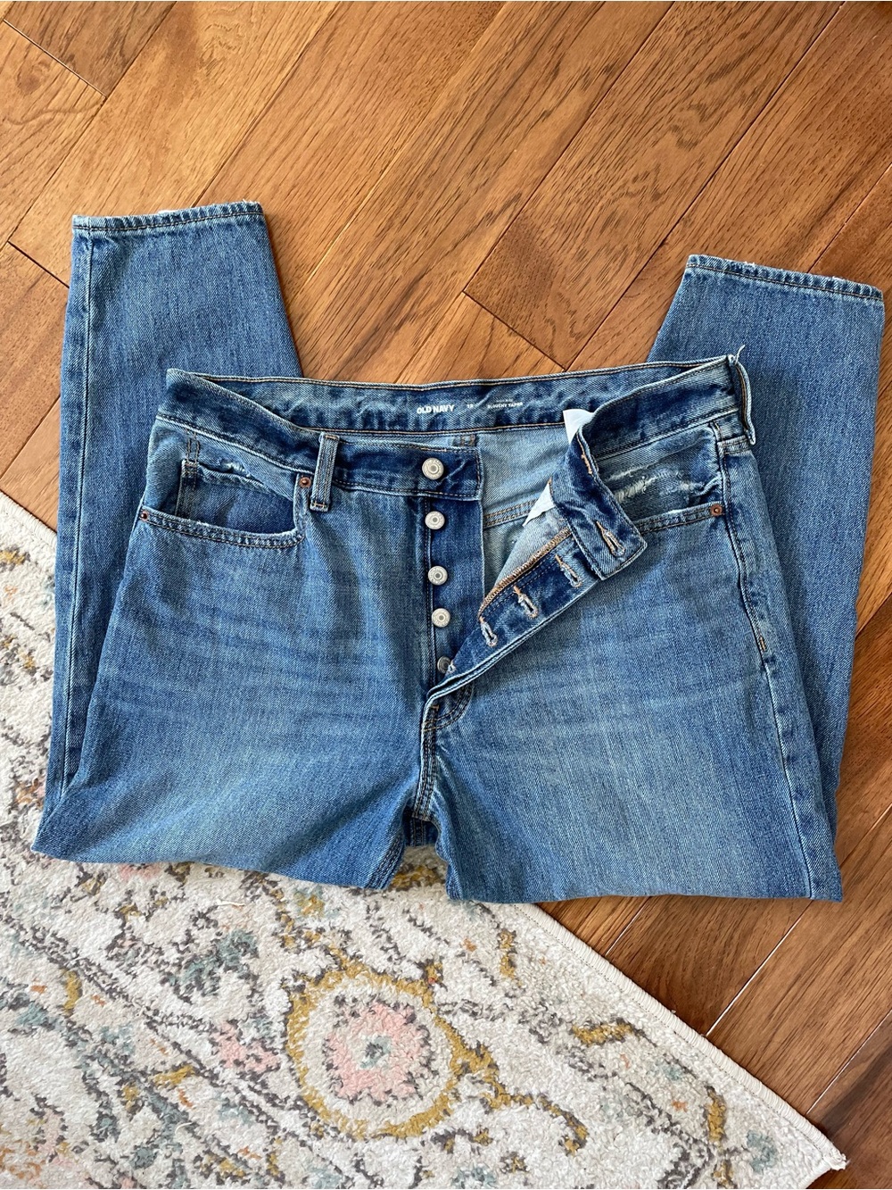 Old Navy High Rise Slouchy Taper denim button fly - Picture 2 of 10